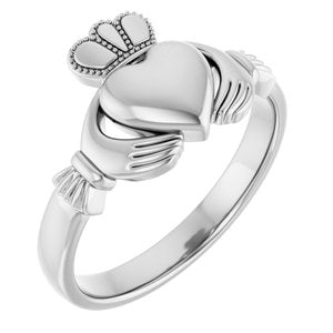 10K Or 14K White Or Rose Gold 8.5 mm Claddagh Band