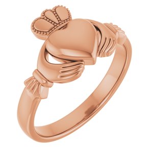14K Yellow Or White Or Rose Gold Or Sterling Silver Or Platinum Claddagh Band