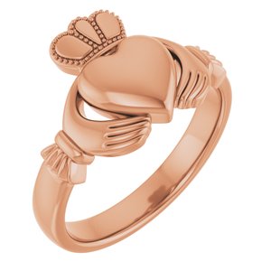 10K Or 14K White Or Rose Gold 8.5 mm Claddagh Band