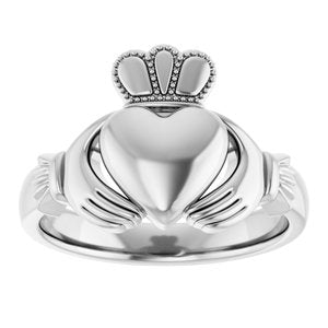 14K Yellow Or White Or Rose Gold Or Sterling Silver Or Platinum Claddagh Band