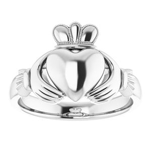 Sterling Silver 8.5 Mm Polished Claddagh Band Size 8