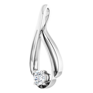 14K White Gold Round 4.1Mm Gh Si1-Si2 1/4 Ct Lab Grown Diamond Teardrop Pendant