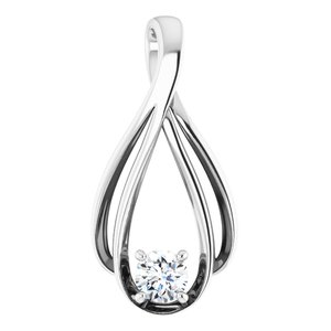 14K White Gold Round 4.1Mm Gh Si1-Si2 1/4 Ct Lab Grown Diamond Teardrop Pendant
