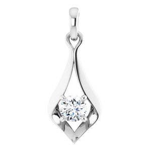14K White Gold Round 4.05Mm Gh Si1-Si2 1/4 Ct Lab-Grown Diamond Pendant