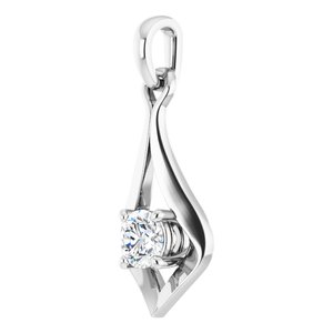 14K White Gold Round 4.05Mm Gh Si1-Si2 1/4 Ct Lab-Grown Diamond Pendant
