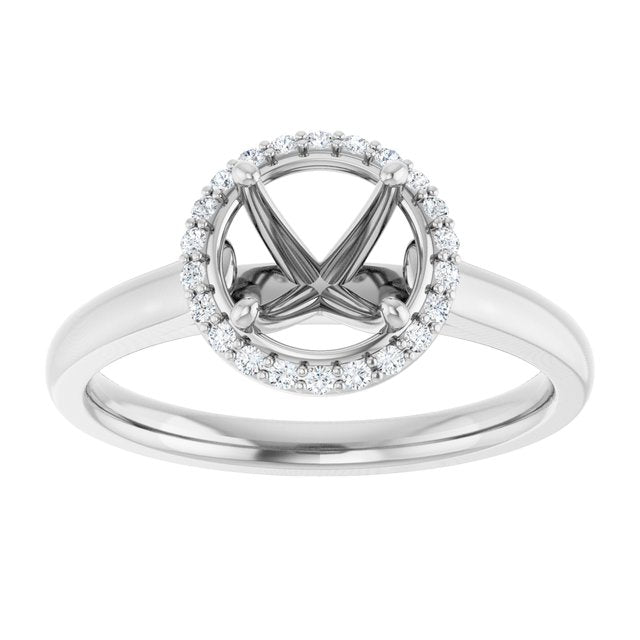 14K White Gold Oval Polished Lab-Grown Diamond Semi-Set Engagement Ring, Size 7
