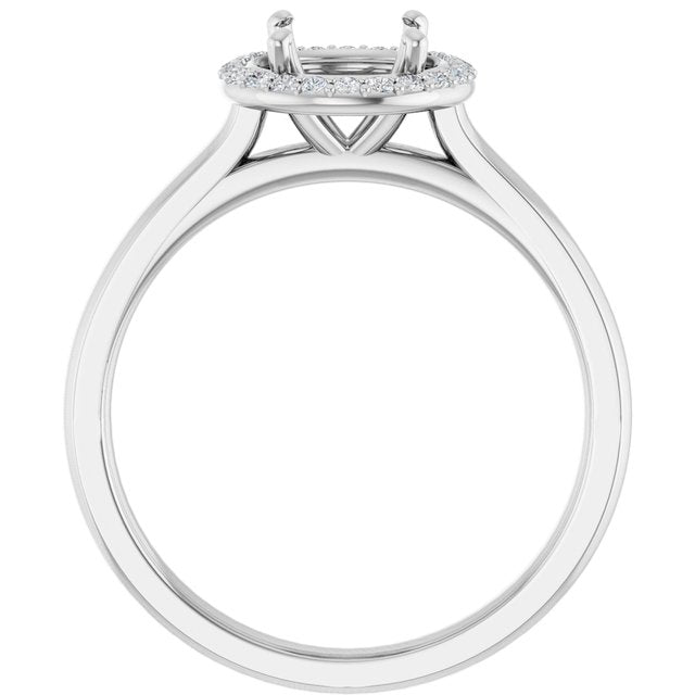 14K White Gold Oval Polished Lab-Grown Diamond Semi-Set Engagement Ring, Size 7