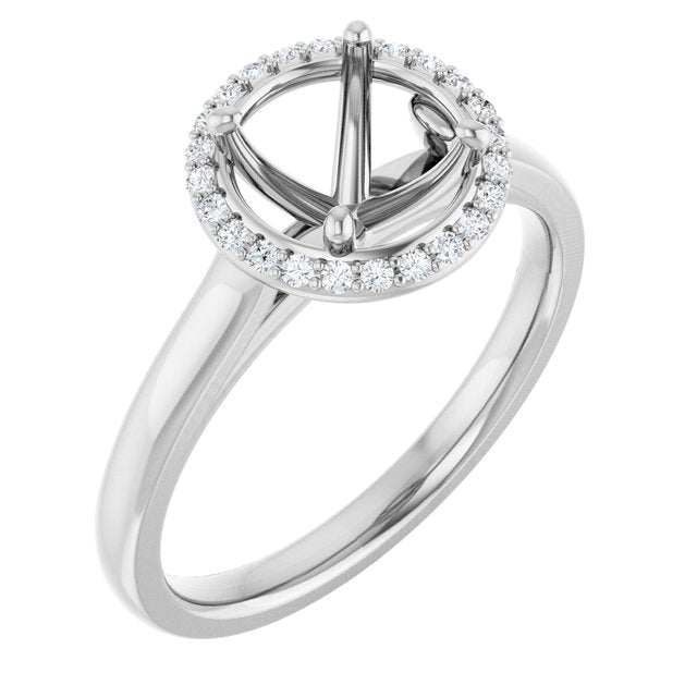 14K White Gold Oval Polished Lab-Grown Diamond Semi-Set Engagement Ring, Size 7