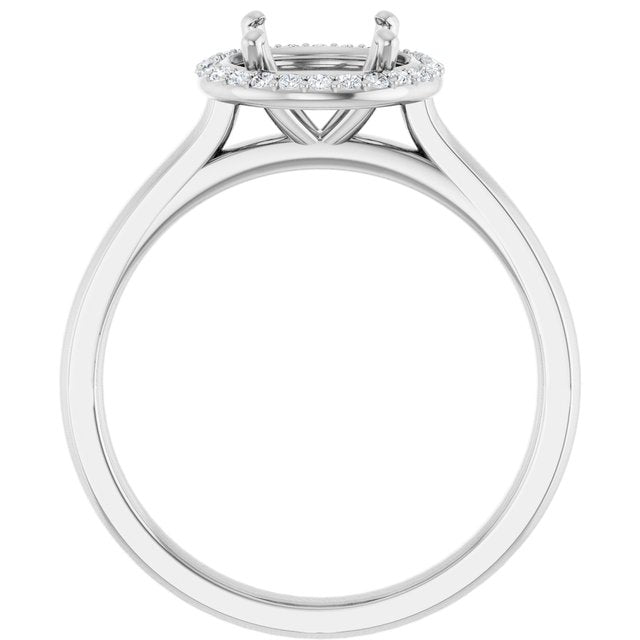 14K White Gold Oval Polished Lab-Grown Diamond Semi-Set Engagement Ring, Size 7