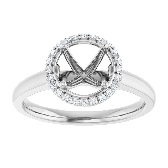 14K White Gold Oval Polished Lab-Grown Diamond Semi-Set Engagement Ring, Size 7