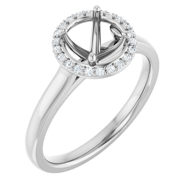 14K White Gold Oval Polished Lab-Grown Diamond Semi-Set Engagement Ring, Size 7