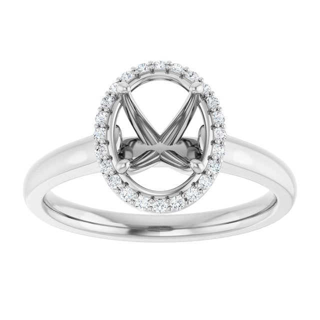 14K White Gold Oval Polished Lab-Grown Diamond Semi-Set Engagement Ring, Size 7