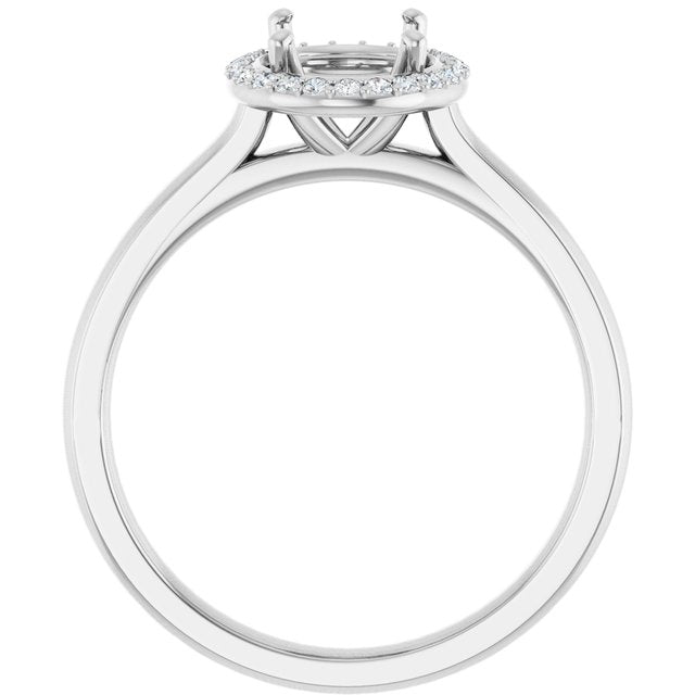14K White Gold Oval Polished Lab-Grown Diamond Semi-Set Engagement Ring, Size 7