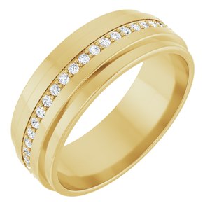 14K Yellow Gold Round 1.2 Mm 7 Mm Si2-Si3, Gh Polished 1/3 Ctw Natural Diamond Eternity Band Size 7