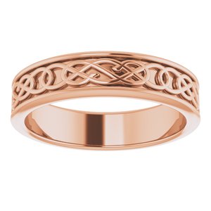 14K Yellow Or White Or Rose Gold Or Sterling Silver Or Platinum Celtic-Inspired Flat Band