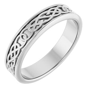 14K Yellow Or White Or Rose Gold Or Sterling Silver Or Platinum Celtic-Inspired Flat Band