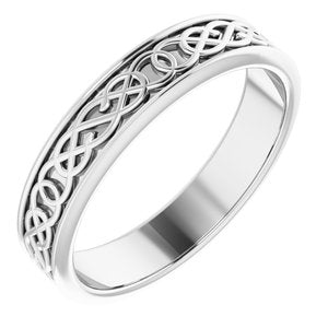 14K Yellow Or White Or Rose Gold Or Sterling Silver Or Platinum Celtic-Inspired Flat Band