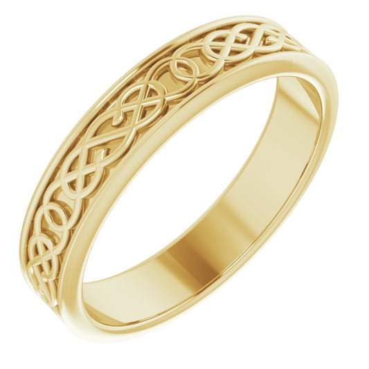 14K Yellow Gold  5 Mm Polished Celtic-Inspired Standard-Fit Flat Band