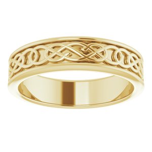 10K Yellow Or White Or Rose Gold Celtic-Inspired Flat Band