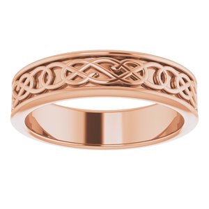 14K Yellow Or White Or Rose Gold Or Sterling Silver Or Platinum Celtic-Inspired Flat Band