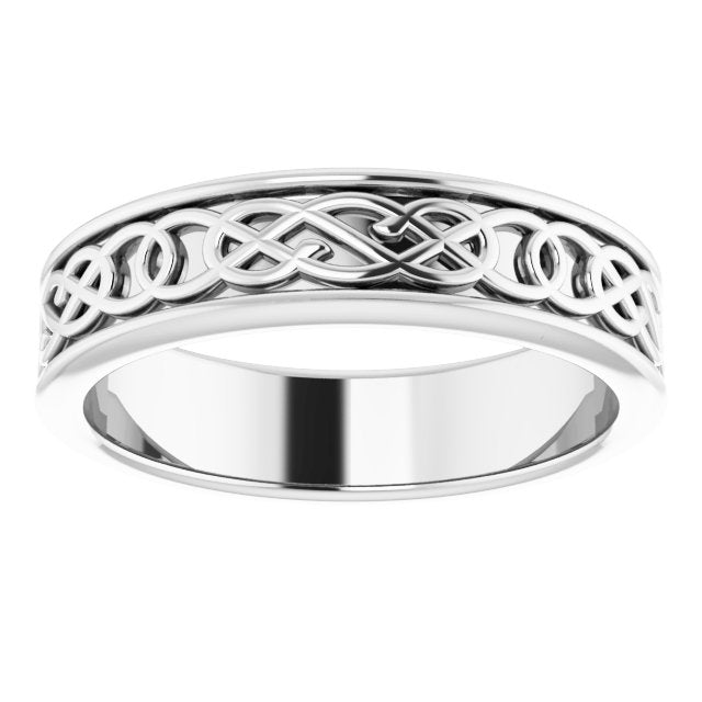 14K Or 10K Yellow Or White Gold Or Sterling Silver Polished Celtic-Inspired Standard-Fit Flat Band