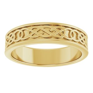 10K Yellow Or White Or Rose Gold Celtic-Inspired Flat Band