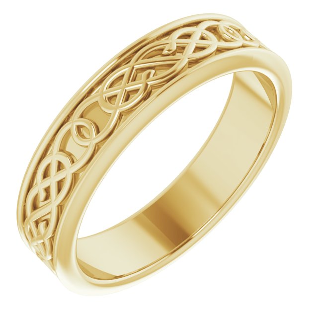 14K Or 10K Yellow Or White Gold Or Sterling Silver Polished Celtic-Inspired Standard-Fit Flat Band