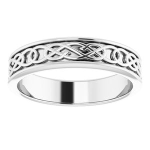 10K Yellow Or White Or Rose Gold Celtic-Inspired Flat Band