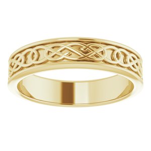 10K Yellow Or White Or Rose Gold Celtic-Inspired Flat Band