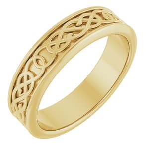 10K Yellow Or White Or Rose Gold Celtic-Inspired Flat Band
