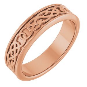 14K Yellow Or White Or Rose Gold Or Sterling Silver Or Platinum Celtic-Inspired Flat Band
