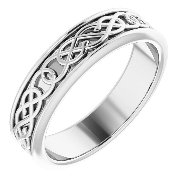 14K Or 10K Yellow Or White Gold Or Sterling Silver Polished Celtic-Inspired Standard-Fit Flat Band