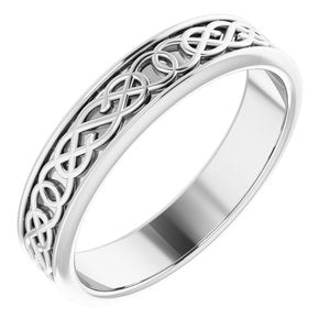14K Yellow Or White Or Rose Gold Or Sterling Silver Or Platinum Celtic-Inspired Flat Band