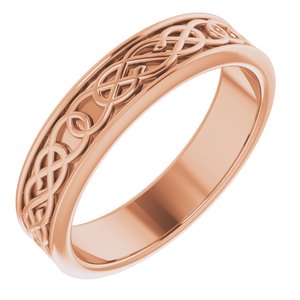 14K Yellow Or White Or Rose Gold Or Sterling Silver Or Platinum Celtic-Inspired Flat Band