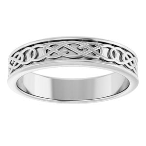 14K Yellow Or White Or Rose Gold Or Sterling Silver Or Platinum Celtic-Inspired Flat Band