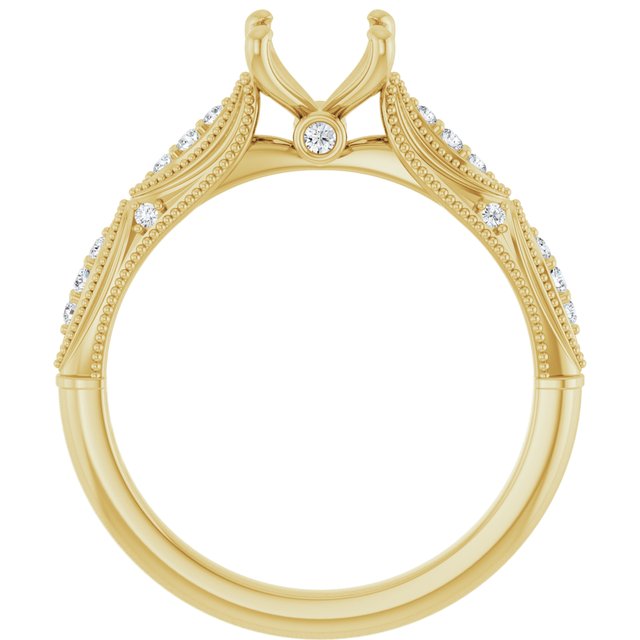 14K White Or Yellow Gold Round 6.5 Mm Polished 1/10 Ctw Lab-Grown Diamond Semi-Set Engagement Ring, Size 7