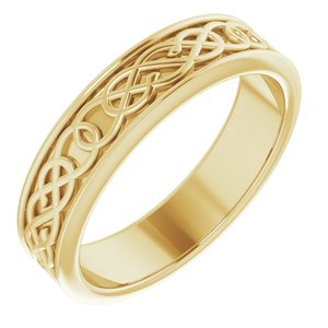 10K Yellow Or White Or Rose Gold Celtic-Inspired Flat Band