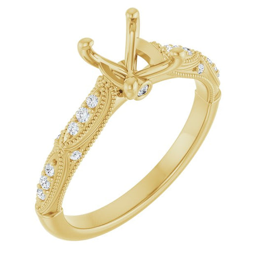 14K Yellow Or White Gold Oval 8 X 6 Mm Polished 1/10 Ctw Lab-Grown Diamond Semi-Set Engagement Ring, Size 7