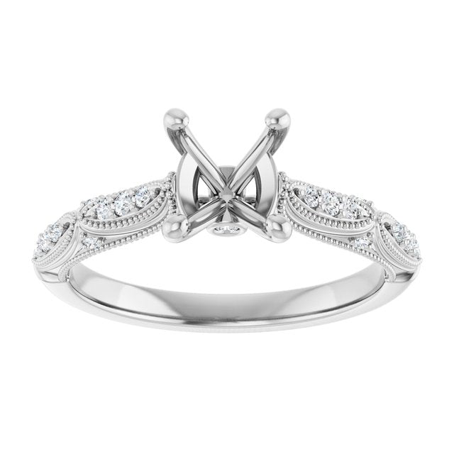 14K Yellow Or White Gold Oval 8 X 6 Mm Polished 1/10 Ctw Lab-Grown Diamond Semi-Set Engagement Ring, Size 7
