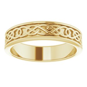 10K Yellow Or White Or Rose Gold Celtic-Inspired Flat Band