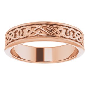 14K Yellow Or White Or Rose Gold Or Sterling Silver Or Platinum Celtic-Inspired Flat Band