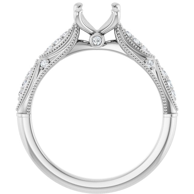 14K Yellow Or White Gold Oval 8 X 6 Mm Polished 1/10 Ctw Lab-Grown Diamond Semi-Set Engagement Ring, Size 7