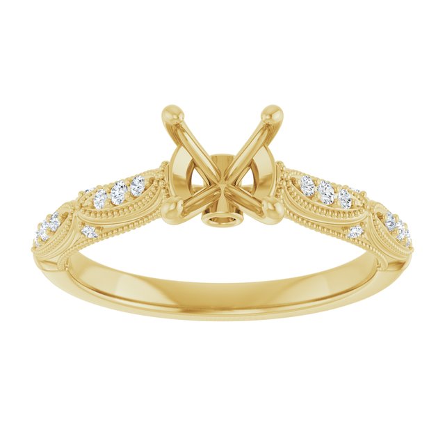 14K White Or Yellow Gold Round 6.5 Mm Polished 1/10 Ctw Lab-Grown Diamond Semi-Set Engagement Ring, Size 7