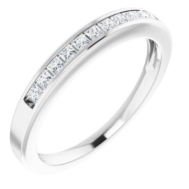 14K White Gold Square 1.5 X 1.5 Mm Si2-Si3, G-H Polished 1/4 Ctw Natural Diamond Anniversary Band, Size 8