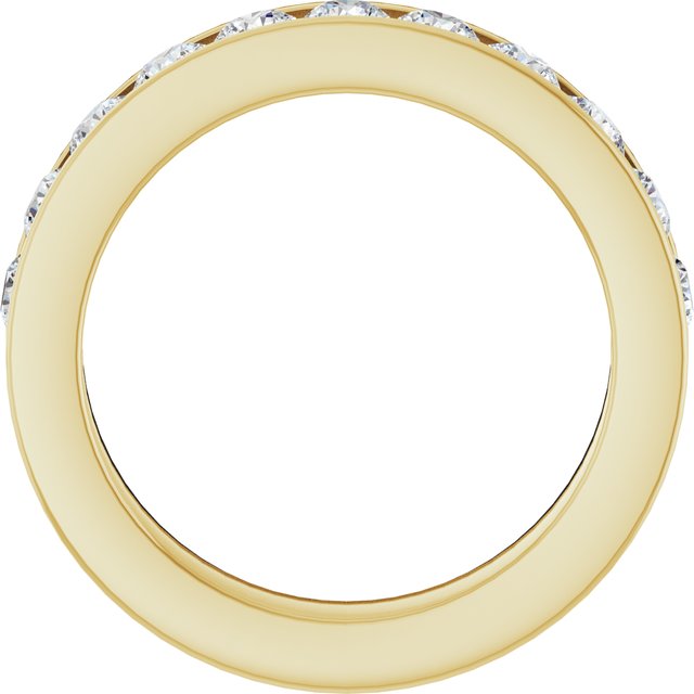 14K Yellow Gold Round 3 Mm Si2-Si3, G-H Polished 1 Ctw Natural Diamond Anniversary Band, Size 8