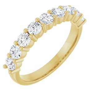 14K Yellow Gold Round 3 Mm Polished 3/4 Ctw Natural Diamond Anniversary Band Size 7
