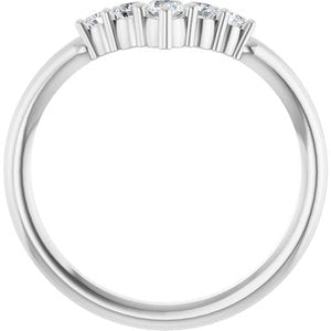 14K White Gold Lab-Grown Diamond Round 2.8 Mm Lab-Grown Diamond Polished 1/4 Ctw Lab Grown Diamond Graduated V Ring Size 7