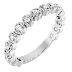 14K White Gold Natural Diamond Round 1.5 Mm Polished 1/5 Ctw Natural Diamond Anniversary Band Size 7