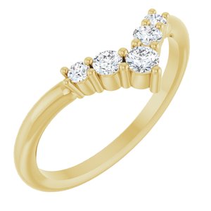14K Yellow Gold Lab-Grown Diamond Round 2.8 Mm Lab-Grown Diamond Polished 1/4 Ctw Lab Grown Diamond Graduated V Ring Size 7