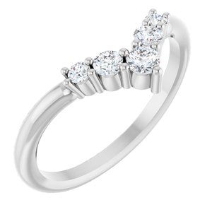 14K White Gold Lab-Grown Diamond Round 2.8 Mm Lab-Grown Diamond Polished 1/4 Ctw Lab Grown Diamond Graduated V Ring Size 7